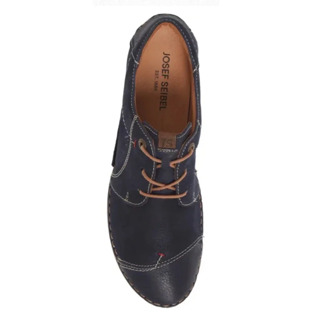 Josef Seibel Anvers 08 Men's‎ 43 Navy Leather Comfort Oxfords - Wide Fit